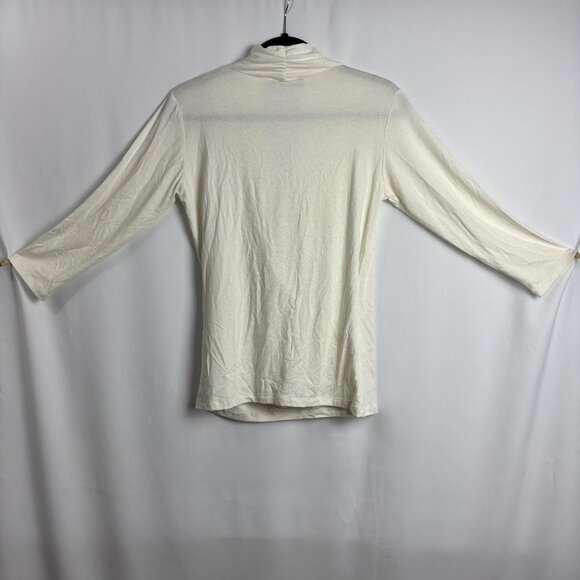 Accouchee S Wrap Front Soft Stretch 3/4 Sleeve Maternity Cowl White Blouse Top - Picture 5 of 8